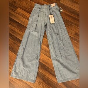 BCBGMaxAzria Chambray Wide-Leg Denim Trouser